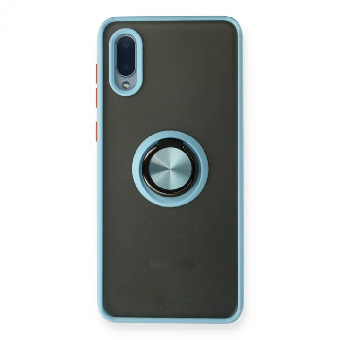 Samsung Galaxy A02 Kılıf Montreal Yüzüklü Silikon Kapak - Buz Mavi