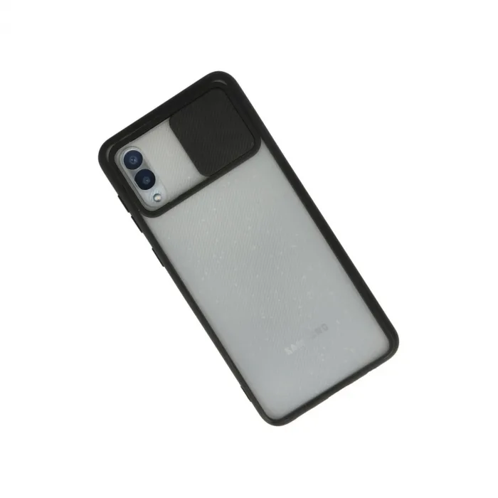 Samsung Galaxy A02 Kılıf Palm Buzlu Kamera Sürgülü Silikon - Siyah