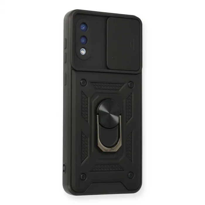 Samsung Galaxy A02 Kılıf Pars Lens Yüzüklü Silikon - Siyah