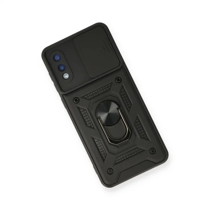 Samsung Galaxy A02 Kılıf Pars Lens Yüzüklü Silikon - Siyah