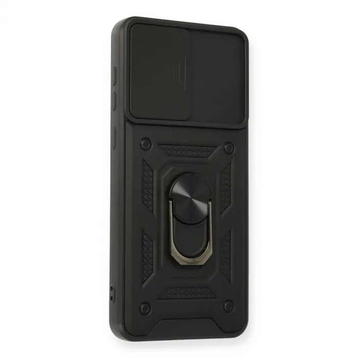 Samsung Galaxy A02 Kılıf Pars Lens Yüzüklü Silikon - Siyah