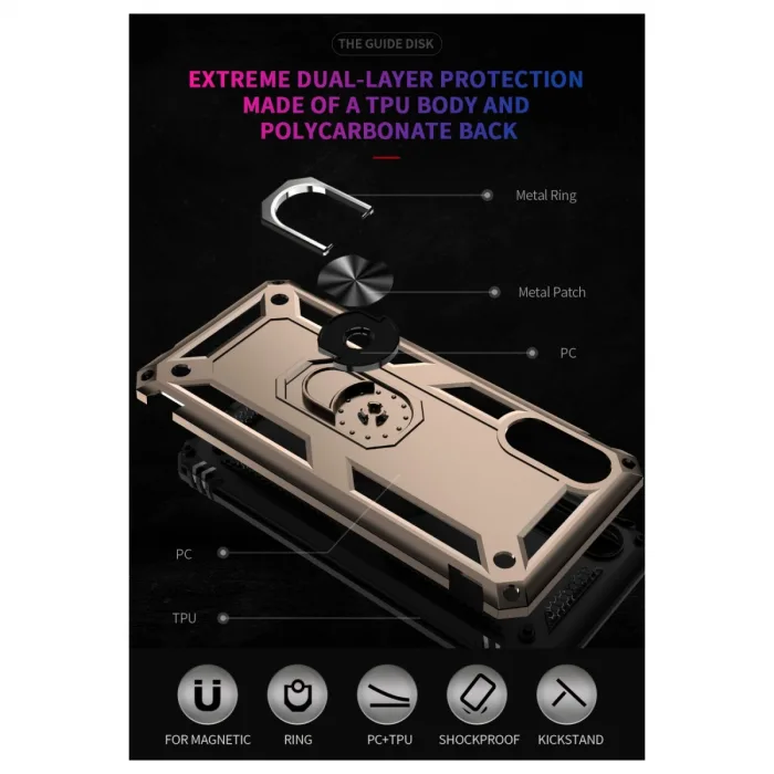 Samsung Galaxy A02 Kılıf Sofya Yüzüklü Silikon Kapak - Gold