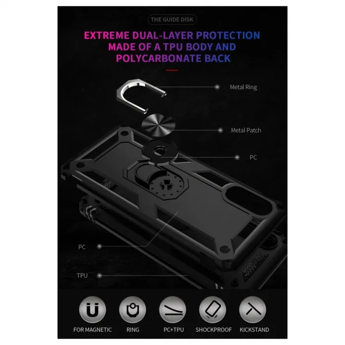 Samsung Galaxy A02 Kılıf Sofya Yüzüklü Silikon Kapak - Siyah