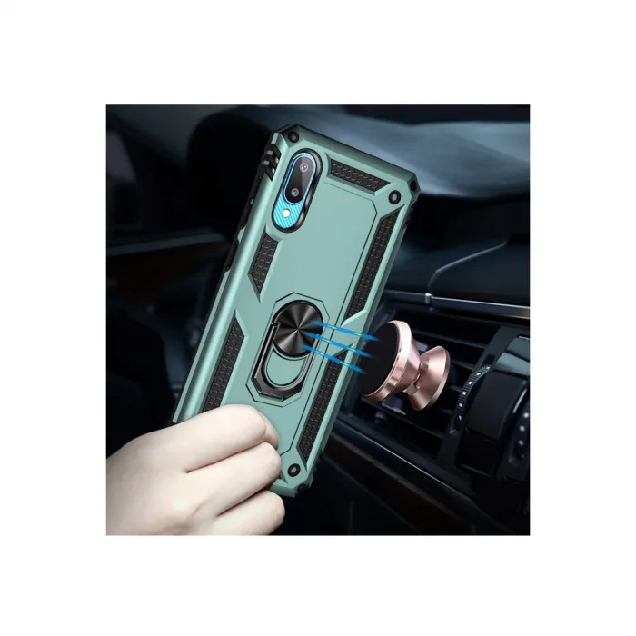 Samsung Galaxy A02 Kılıf Sofya Yüzüklü Silikon Kapak - Yeşil