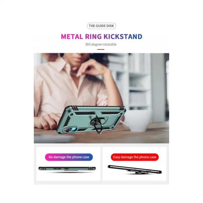 Samsung Galaxy A02 Kılıf Sofya Yüzüklü Silikon Kapak - Yeşil