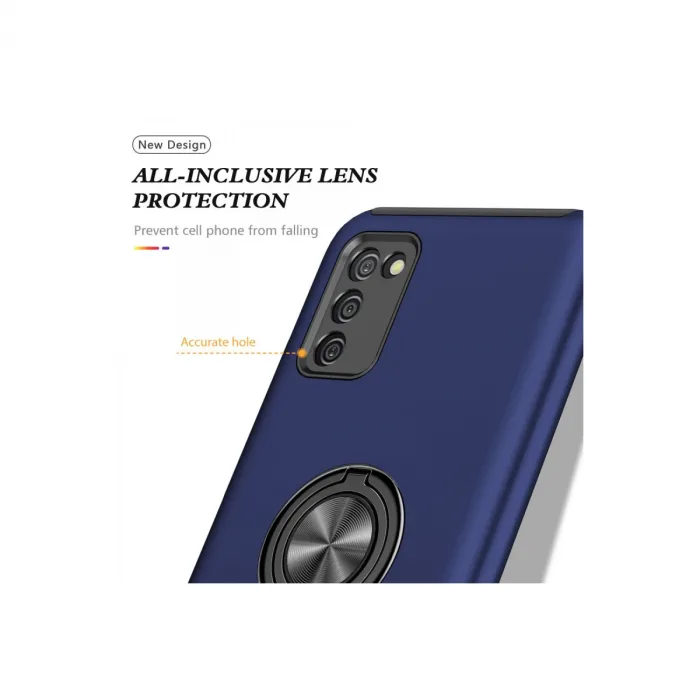 Samsung Galaxy A02s Kılıf Elit Yüzüklü Kapak - Lacivert