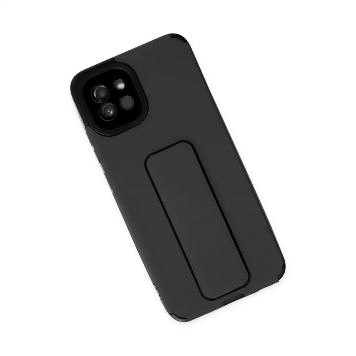 Samsung Galaxy A03 Kılıf Mega Standlı Silikon - Siyah