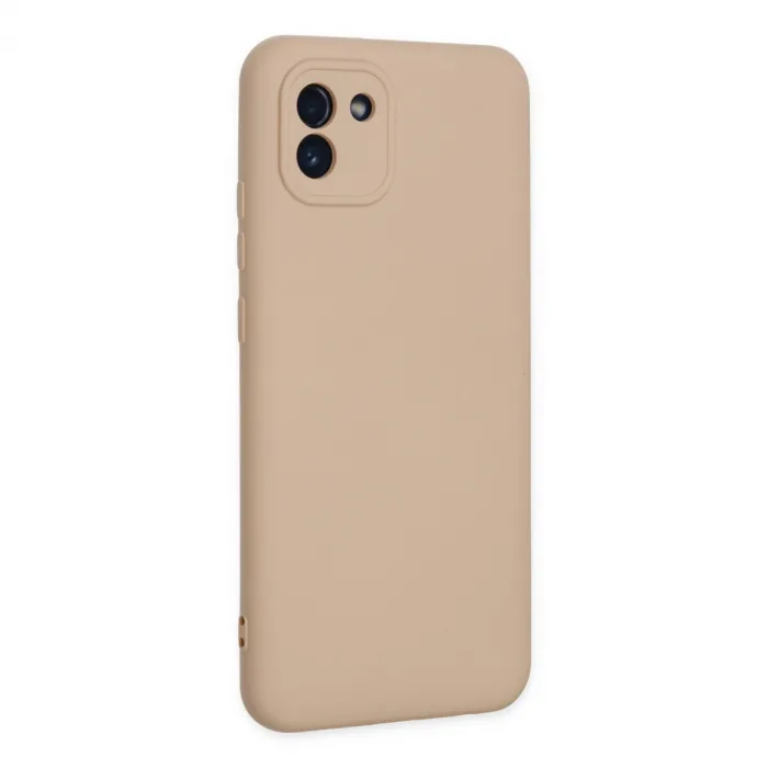 Samsung Galaxy A03 Kılıf Nano İçi Kadife Silikon - Pudra