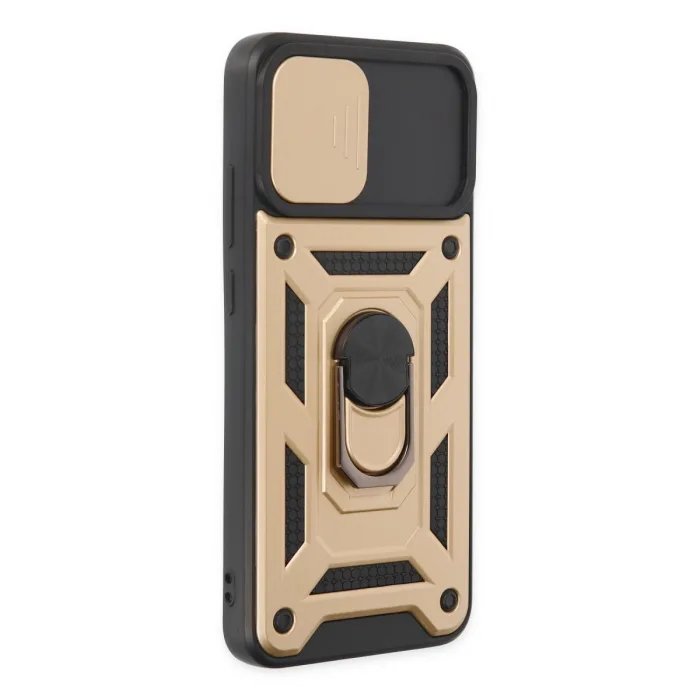 Samsung Galaxy A03 Kılıf Pars Lens Yüzüklü Silikon - Gold