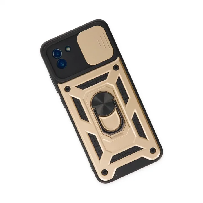 Samsung Galaxy A03 Kılıf Pars Lens Yüzüklü Silikon - Gold