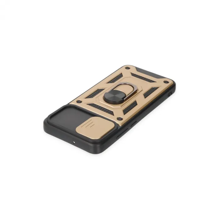 Samsung Galaxy A03 Kılıf Pars Lens Yüzüklü Silikon - Gold