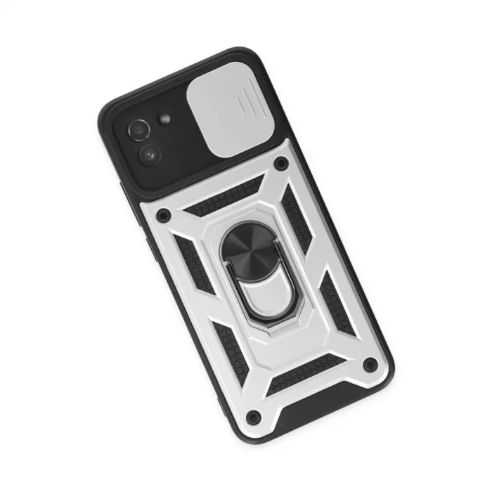 Samsung Galaxy A03 Kılıf Pars Lens Yüzüklü Silikon - Gümüş