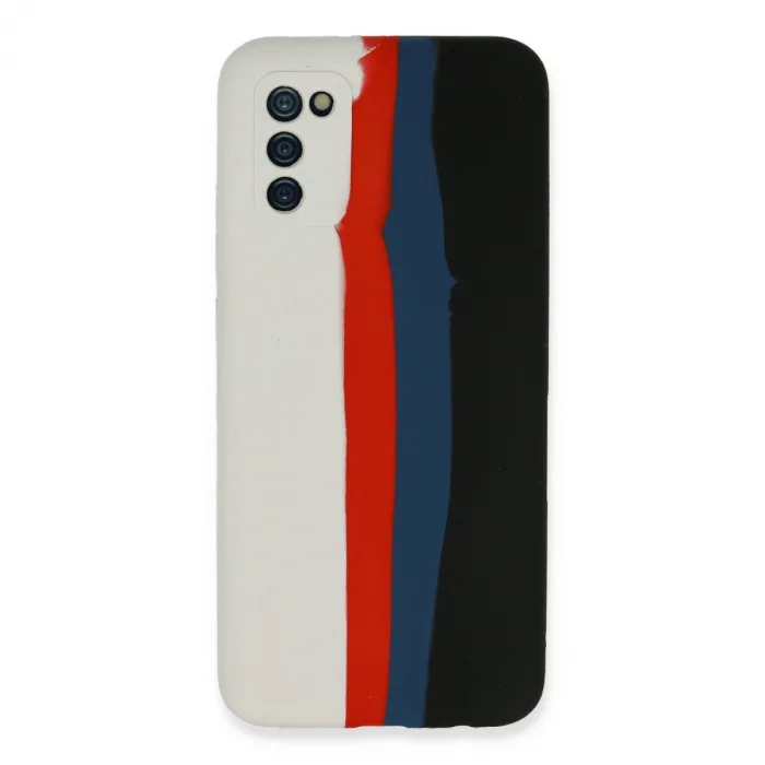 Samsung Galaxy A03s Kılıf Ebruli Lansman Silikon - Beyaz-siyah