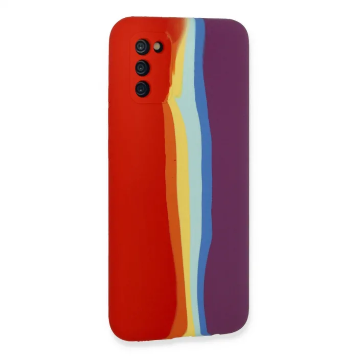 Samsung Galaxy A03s Kılıf Ebruli Lansman Silikon - Kırmızı-mor