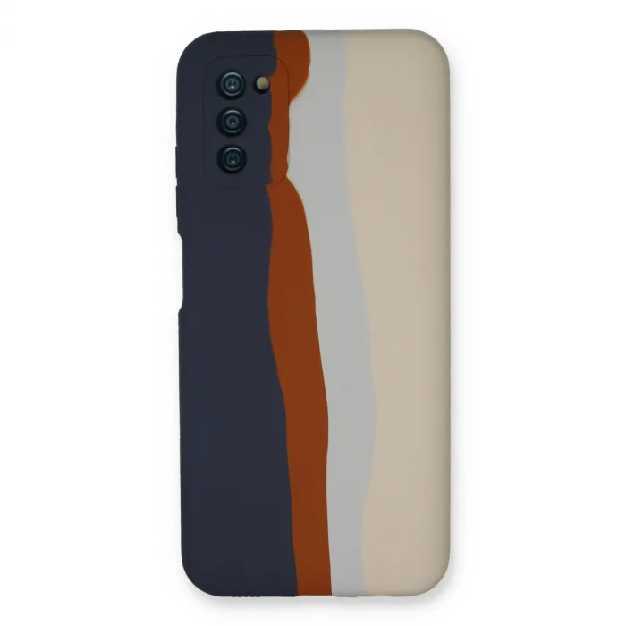 Samsung Galaxy A03s Kılıf Ebruli Lansman Silikon - Lacivert-krem