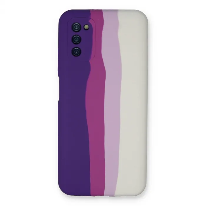Samsung Galaxy A03s Kılıf Ebruli Lansman Silikon - Mor-beyaz