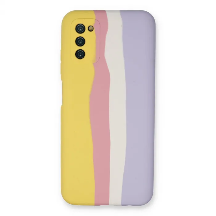 Samsung Galaxy A03s Kılıf Ebruli Lansman Silikon - Sarı-mavi
