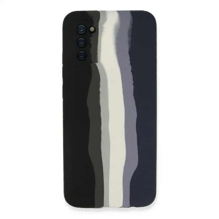 Samsung Galaxy A03s Kılıf Ebruli Lansman Silikon - Siyah-lacivert