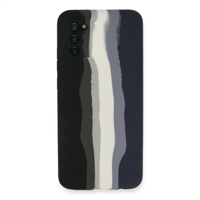 Samsung Galaxy A03s Kılıf Ebruli Lansman Silikon - Siyah-lacivert