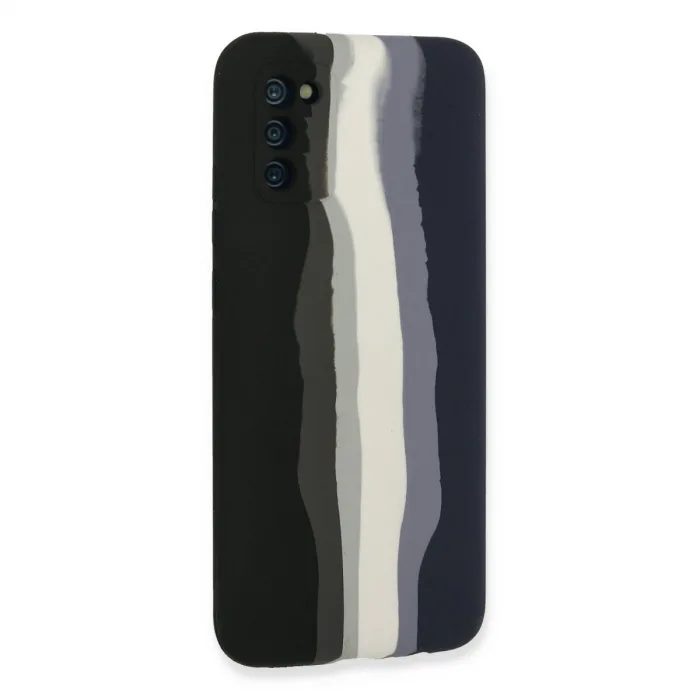 Samsung Galaxy A03s Kılıf Ebruli Lansman Silikon - Siyah-lacivert