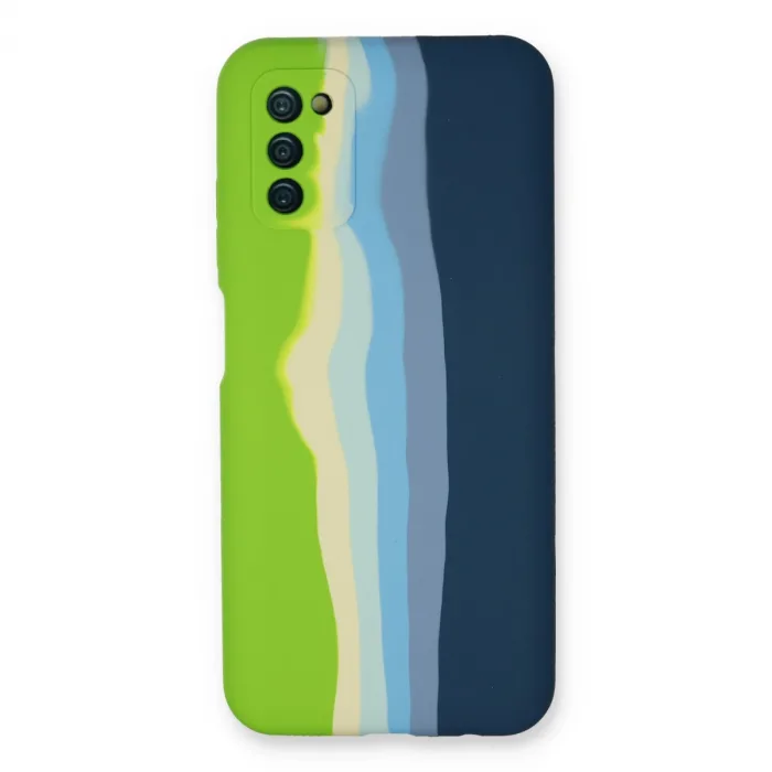 Samsung Galaxy A03s Kılıf Ebruli Lansman Silikon - Yeşil-koyu Yeşil