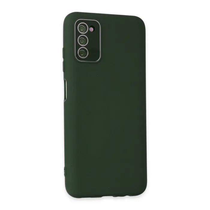 Samsung Galaxy A03s Kılıf Lansman Glass Kapak - Koyu Yeşil