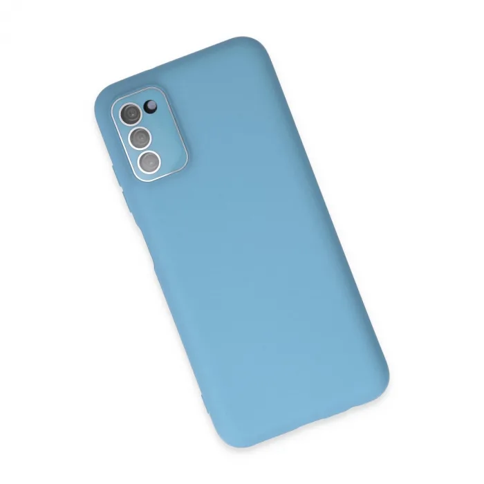 Samsung Galaxy A03s Kılıf Lansman Glass Kapak - Mavi