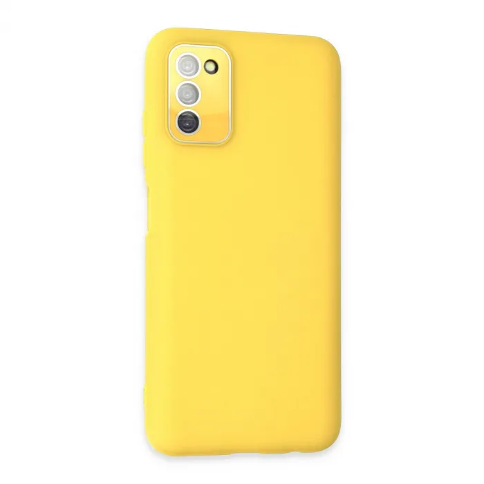 Samsung Galaxy A03s Kılıf Lansman Glass Kapak - Sarı