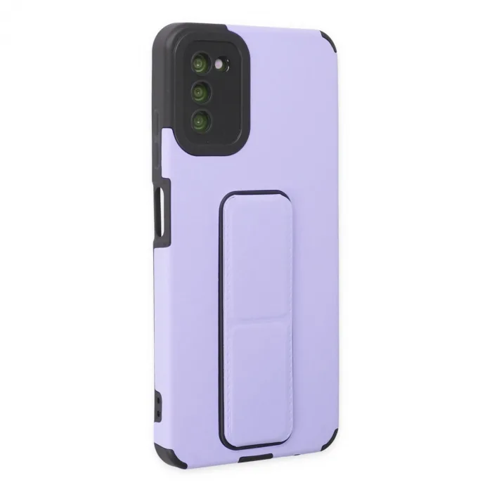 Samsung Galaxy A03s Kılıf Mega Standlı Silikon - Lila