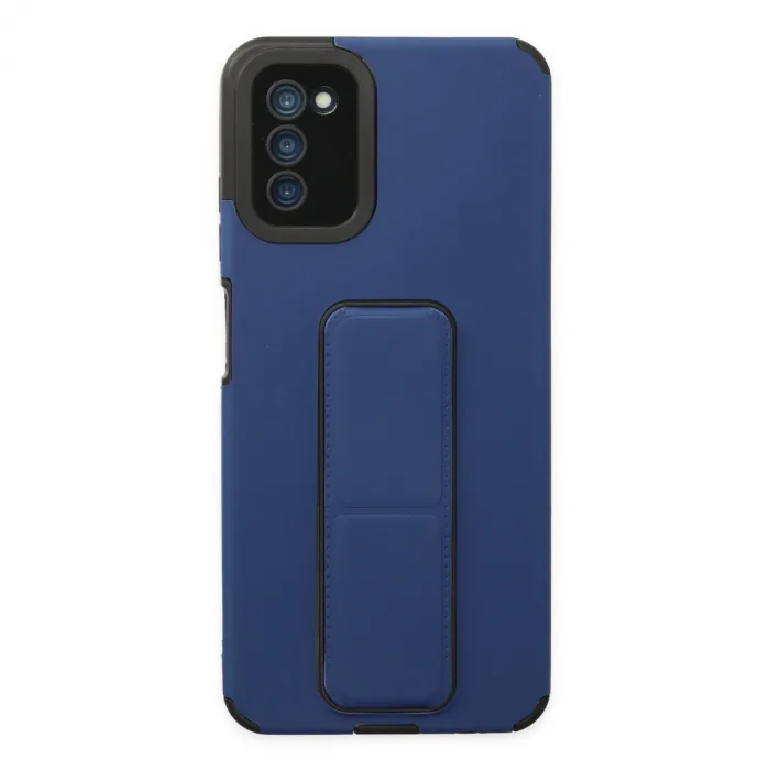 Samsung Galaxy A03s Kılıf Mega Standlı Silikon - Mavi