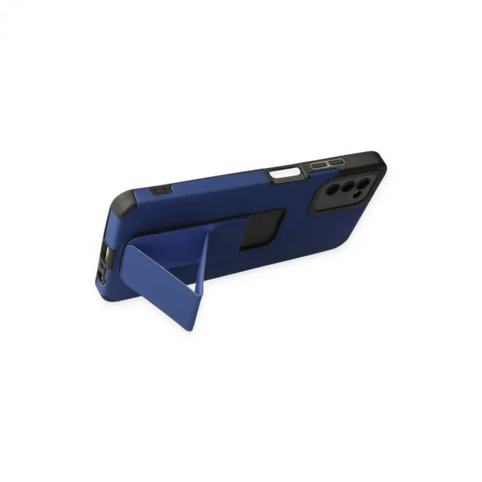 Samsung Galaxy A03s Kılıf Mega Standlı Silikon - Mavi