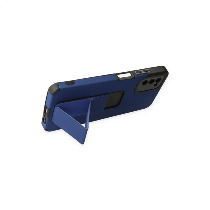 Samsung Galaxy A03s Kılıf Mega Standlı Silikon - Mavi