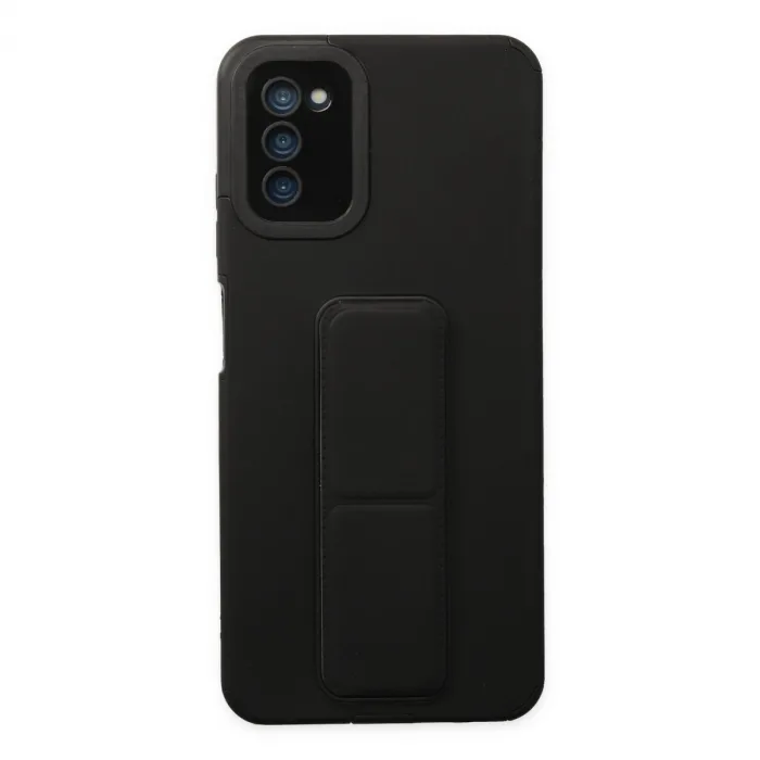 Samsung Galaxy A03s Kılıf Mega Standlı Silikon - Siyah