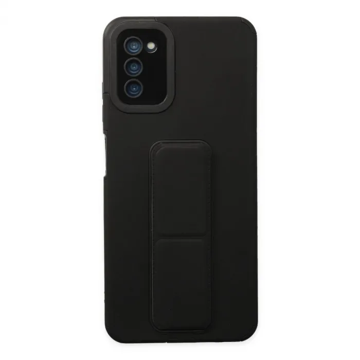 Samsung Galaxy A03s Kılıf Mega Standlı Silikon - Siyah
