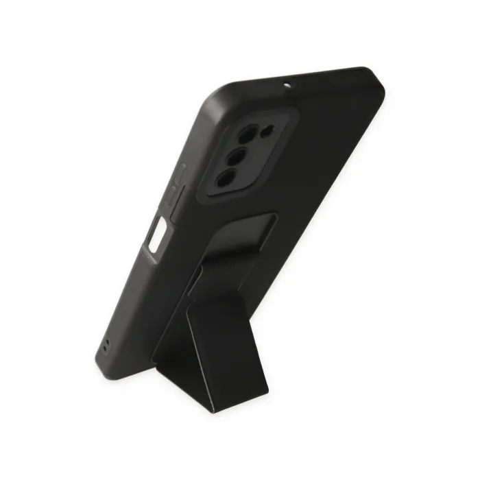 Samsung Galaxy A03s Kılıf Mega Standlı Silikon - Siyah