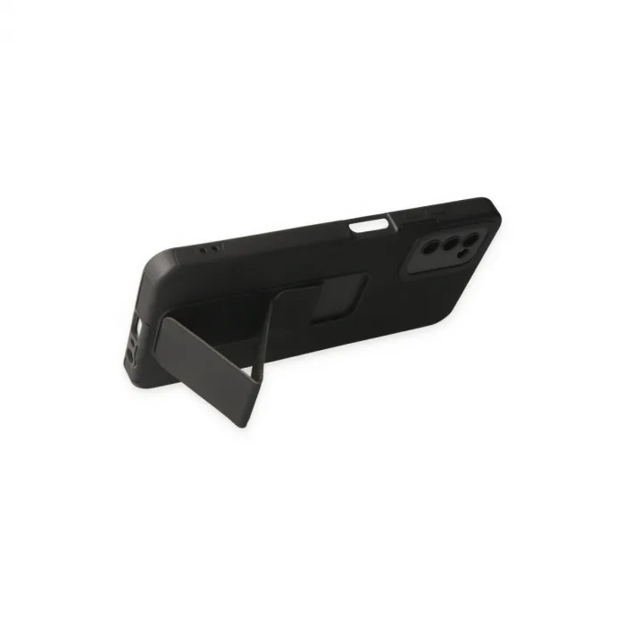 Samsung Galaxy A03s Kılıf Mega Standlı Silikon - Siyah