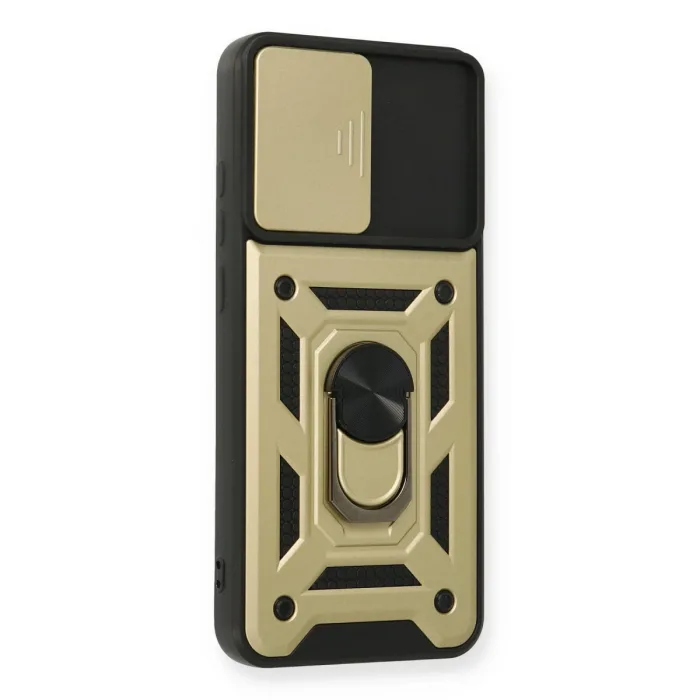 Samsung Galaxy A03s Kılıf Pars Lens Yüzüklü Silikon - Gold