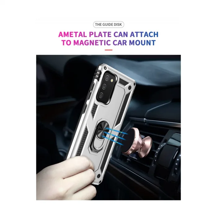 Samsung Galaxy A03s Kılıf Sofya Yüzüklü Silikon Kapak - Gümüş