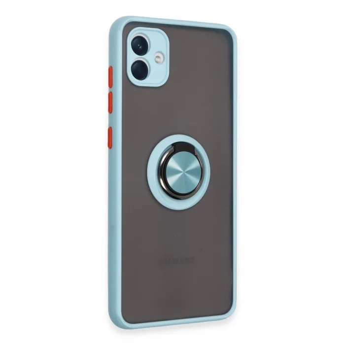 Samsung Galaxy A04 Kılıf Montreal Yüzüklü Silikon Kapak - Buz Mavi