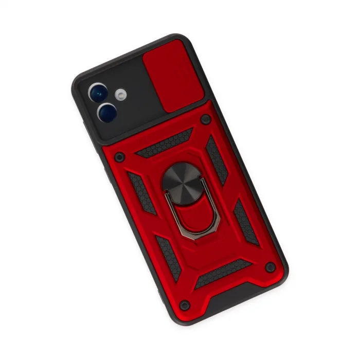 Samsung Galaxy A04 Kılıf Pars Lens Yüzüklü Silikon - Kırmızı