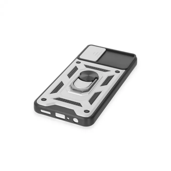 Samsung Galaxy A04e Kılıf Pars Lens Yüzüklü Silikon - Gümüş