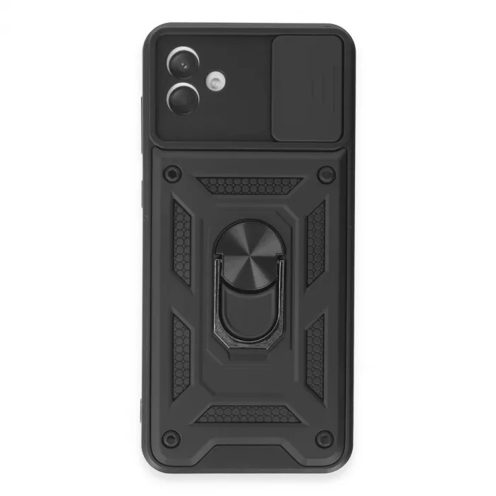 Samsung Galaxy A04e Kılıf Pars Lens Yüzüklü Silikon - Siyah