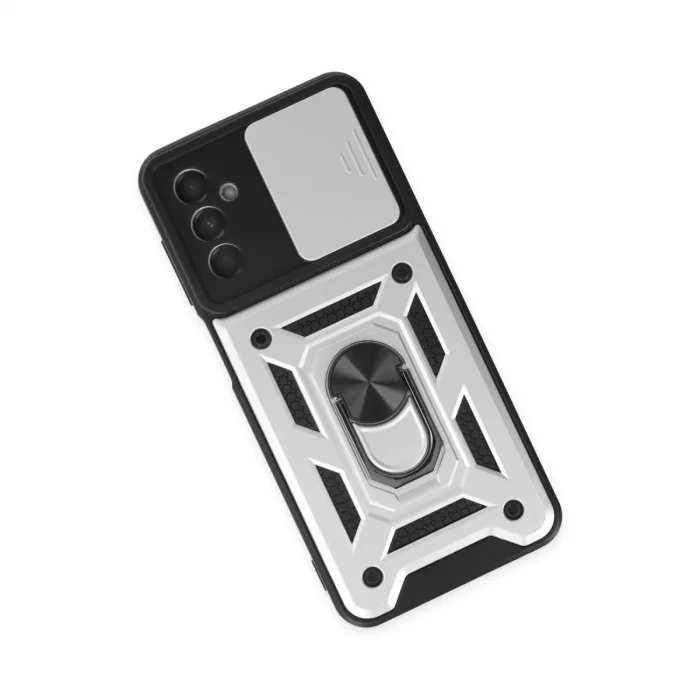 Samsung Galaxy A04s Kılıf Pars Lens Yüzüklü Silikon - Gümüş