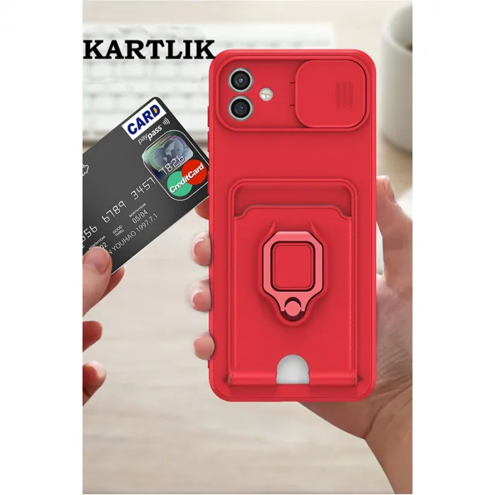 Samsung Galaxy A05 Kılıf Zuma Kartvizitli Yüzüklü Silikon - Lila