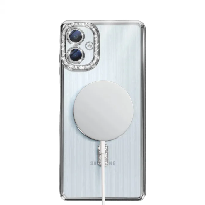 Samsung Galaxy A06 Joke Simli Magneticsafe Kılıf - Gümüş