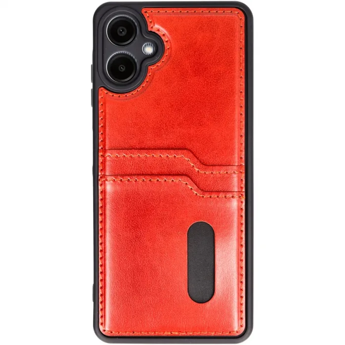 Samsung Galaxy A06 Kılıf Sara Kartvizitli Deri Kılıf - Kırmızı