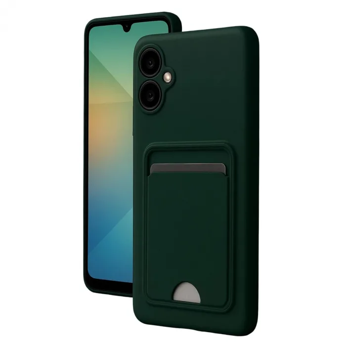 Samsung Galaxy A07 4g Kelvin Kartvizitli Silikon - Koyu Yeşil