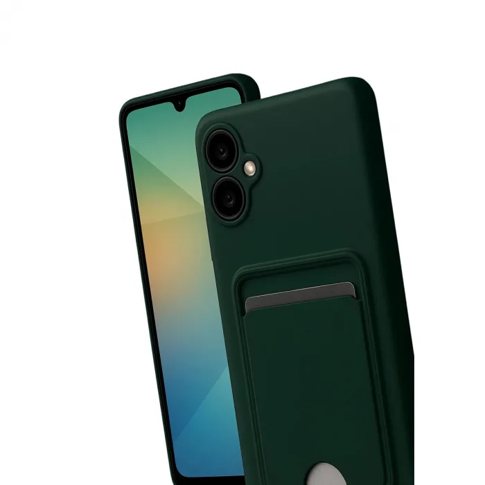 Samsung Galaxy A07 4g Kelvin Kartvizitli Silikon - Koyu Yeşil