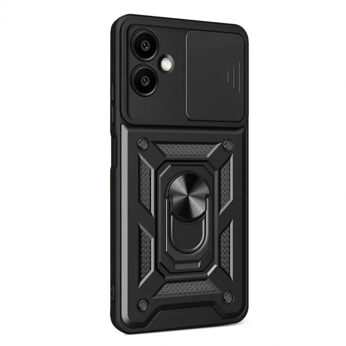 Samsung Galaxy A07 4g Pars Lens Yüzüklü Silikon - Siyah