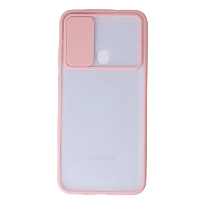 Samsung Galaxy A11 Kılıf Palm Buzlu Kamera Sürgülü Silikon - Pembe